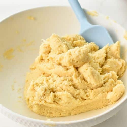 Coconut Scone dough in a bowl.