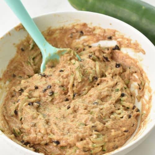 Cucumber Bread batter in a mixing bowl.