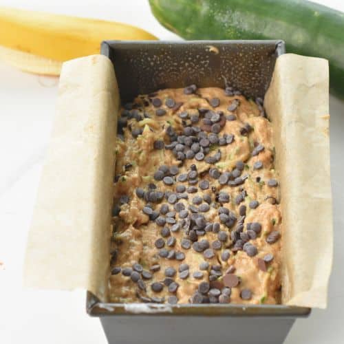 Cucumber Bread in the pan ready to bake