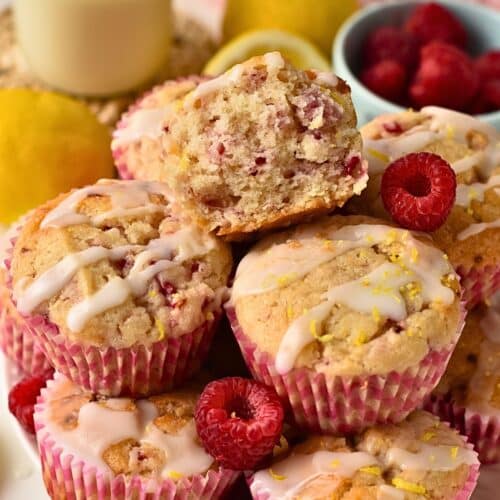 Lemon Raspberry Muffins (Easy, 1 Bowl)