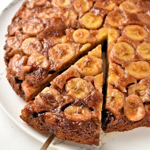 Banana Upside Down Cake (No Eggs, No Dairy)