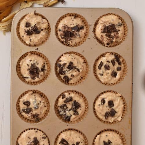 Banana Bread Chocolate Chips Muffins ready to bake.