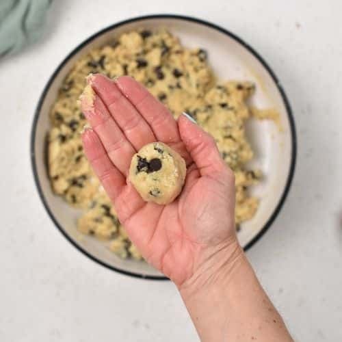 Rolled Cookie Dough Bite in my hand.