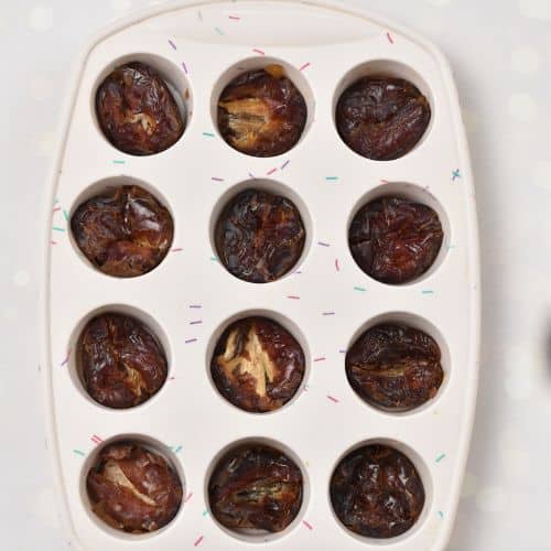 Dates pressed in muffin tins.