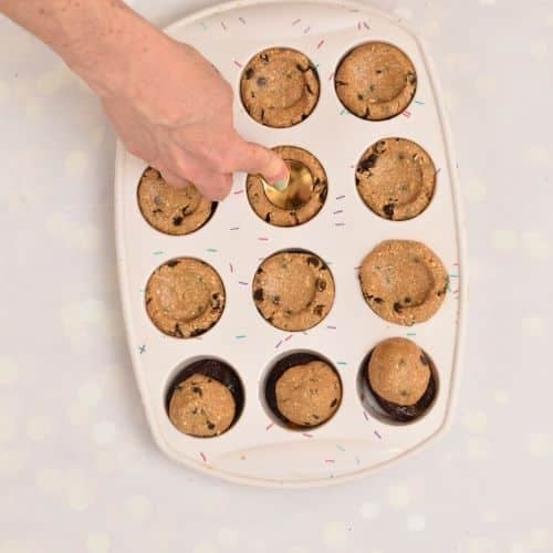 Forming a cavity in the Cookie Dough Cups.