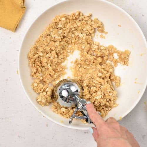 Scooping Lemon Oatmeal Cookie batter.