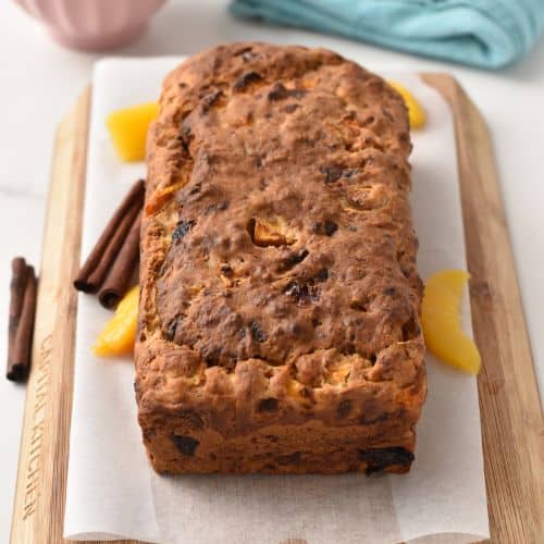Peach Banana Bread cooling down.