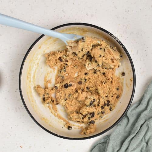 Peanut Butter Cookie Dough in a mixing bowl.