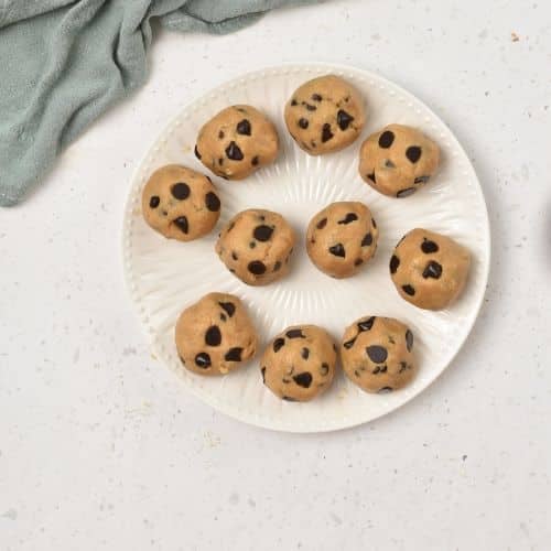 Peanut Butter Cookie Dough Bites ready on a plate.
