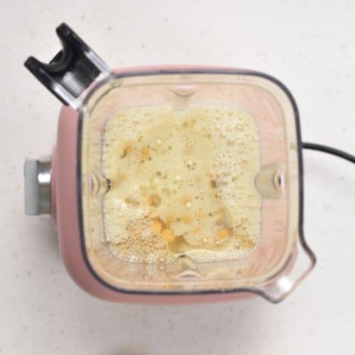 Liquid Protein Bagel ingredients in a blender.