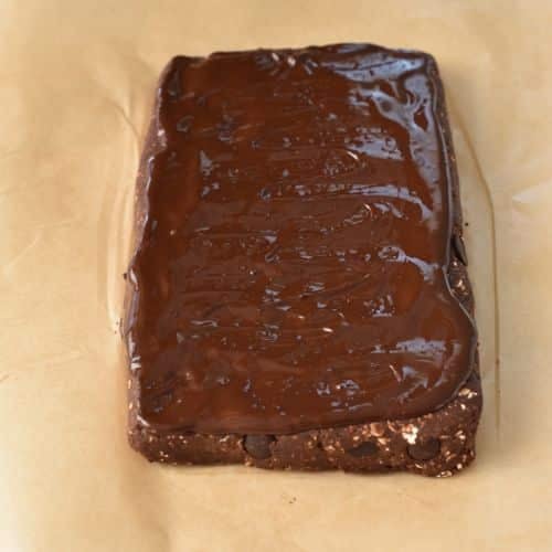 Protein Bars without Protein Powder with melted chocolate on the top.