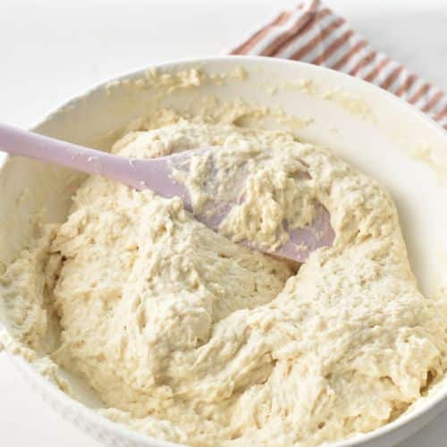 Mixed Yogurt Bread dough in a bowl.