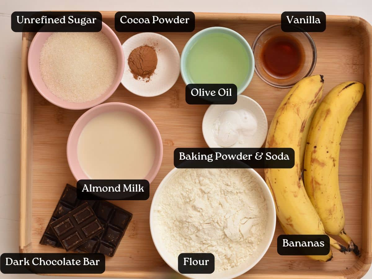 Ingredients for Banana Bread Chocolate Chips Muffins