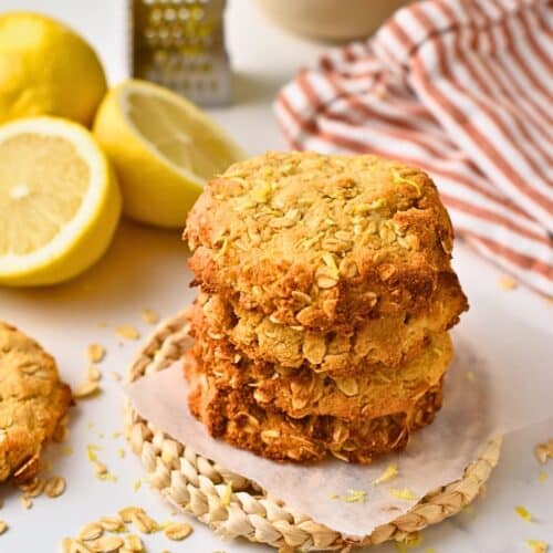 Lemon Oatmeal Cookies (4 Ingredients, No Gluten, No Refined Sugar)