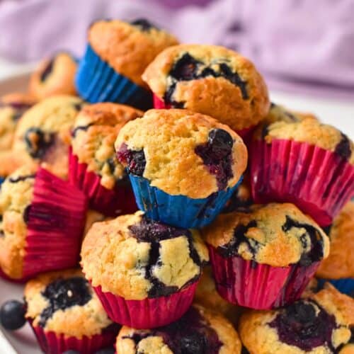 Mini Blueberry Muffins (No Refined Sugar, Healthier)