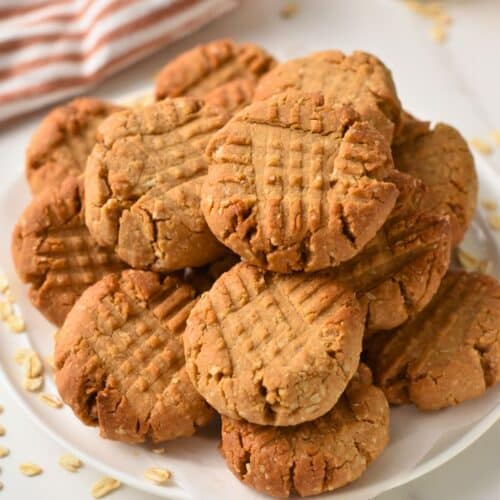 Oat Flour Peanut Butter Cookies (4 Ingredients, Low-Sugar)