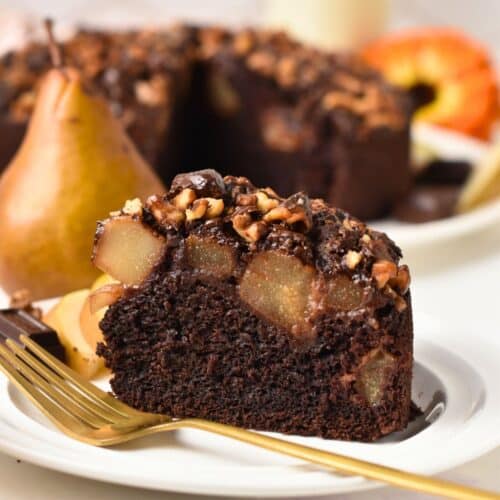 Chocolate Pear Cake (No Eggs, No Dairy)
