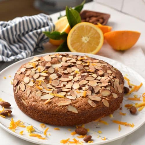 Almond Orange Cake cooling down.