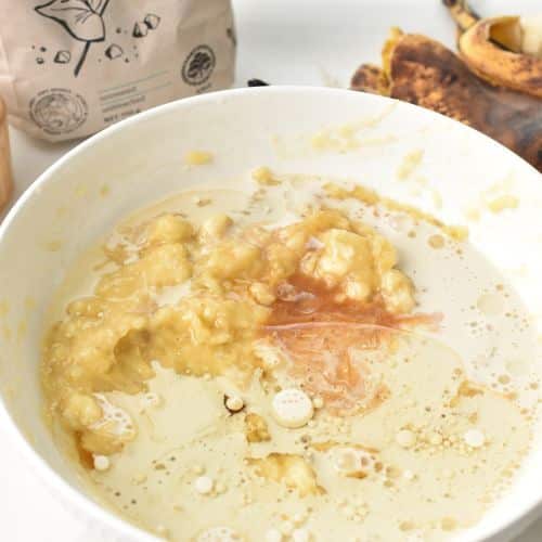 Wet Buckwheat Banana Bread ingredients in a bowl.