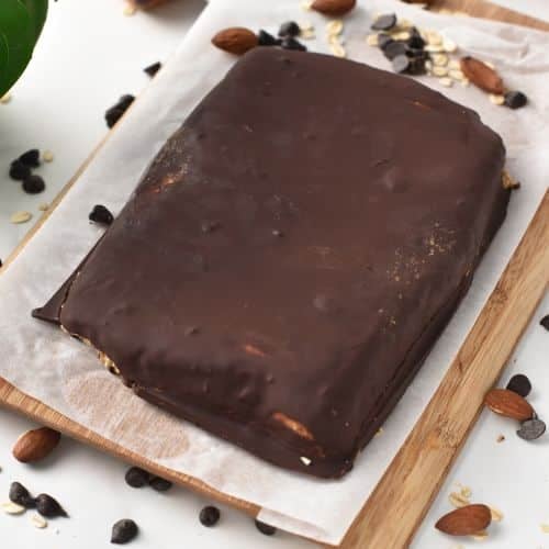 Chickpea Protein Bars covered in chocolate