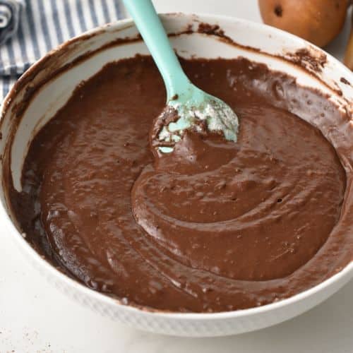 Chocolate Pear Cake batter in a bowl.