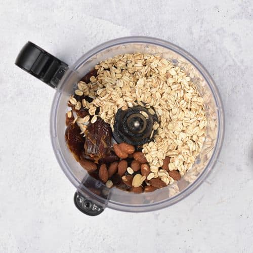 Date Energy Ball ingredients in a food processor.