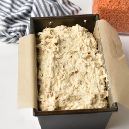 Protein Bread on a loaf pan.