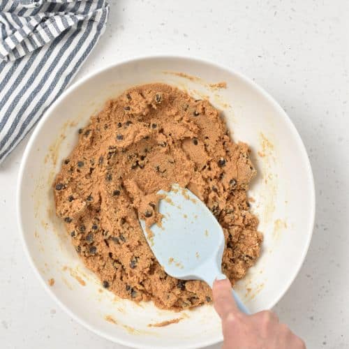 Protein Powder Cookie Dough ready in a mixing bowl.