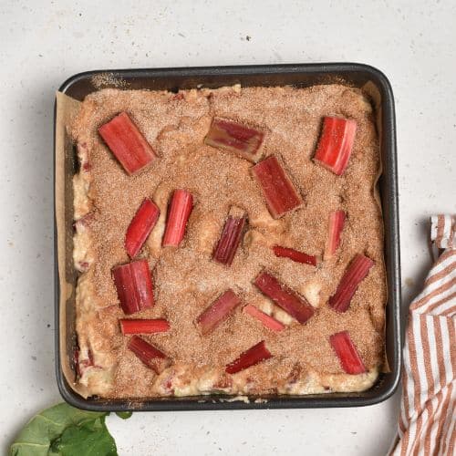 Rhubarb Cake ready to bake.