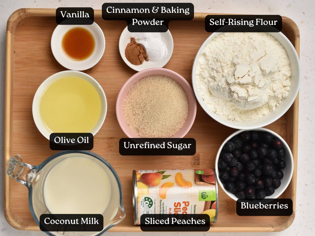 Ingredients for Peach Blueberry Cake