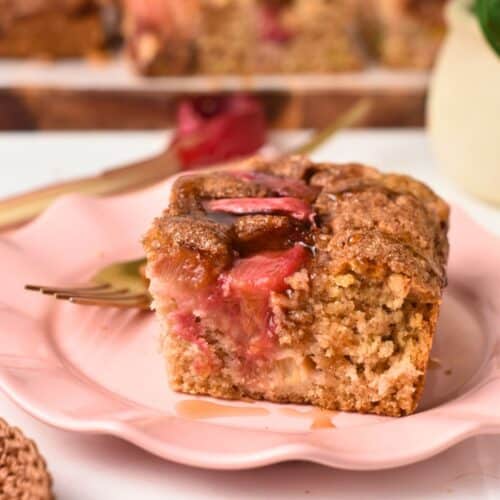 Rhubarb Cake (1 Bowl, No Eggs, No Dairy)