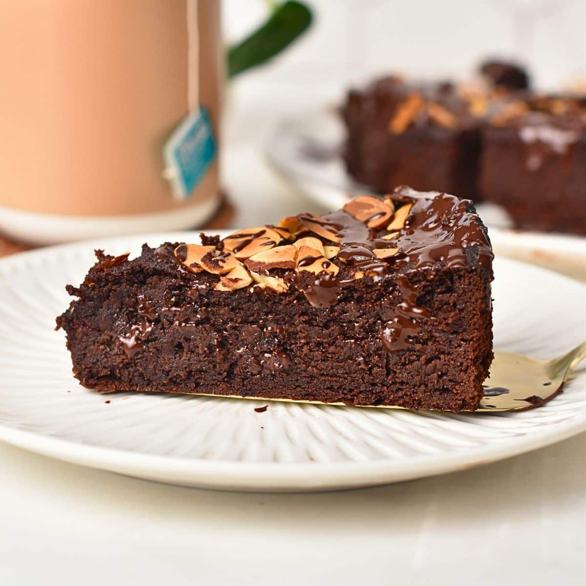 Slice of Almond Flour Chocolate Cake