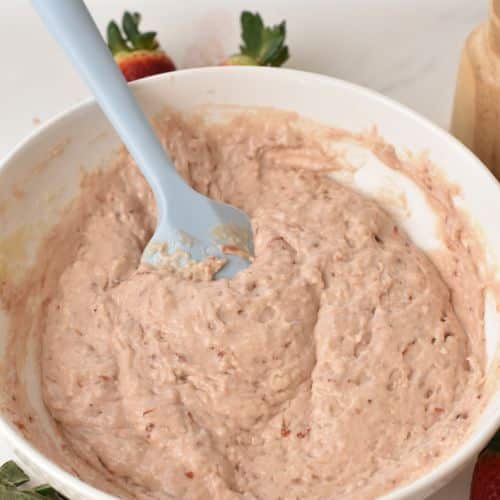 Strawberry Jam Cake batter in a bowl.