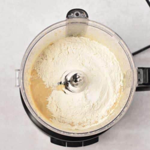 Flour in the liquid 4-Ingredient Bean Tortilla ingredients.