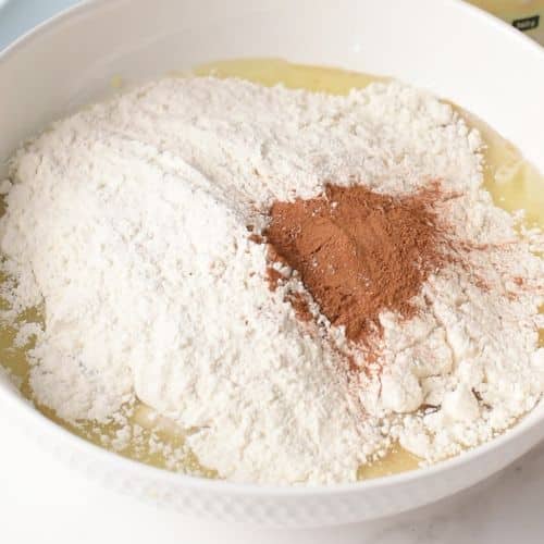 Adding wet Applesauce Muffin ingredients