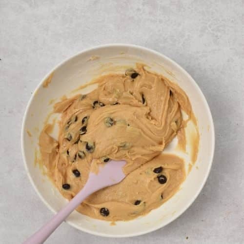 Chocolate Chip Condensed Milk Cookie dough in a bowl.