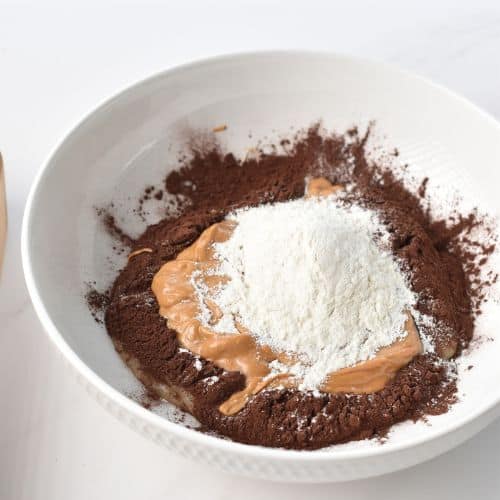 Condensed Milk Brownie ingredients in a bowl