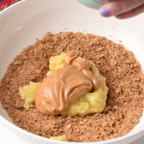 WeetBix Cookies ingredients in a bowl.