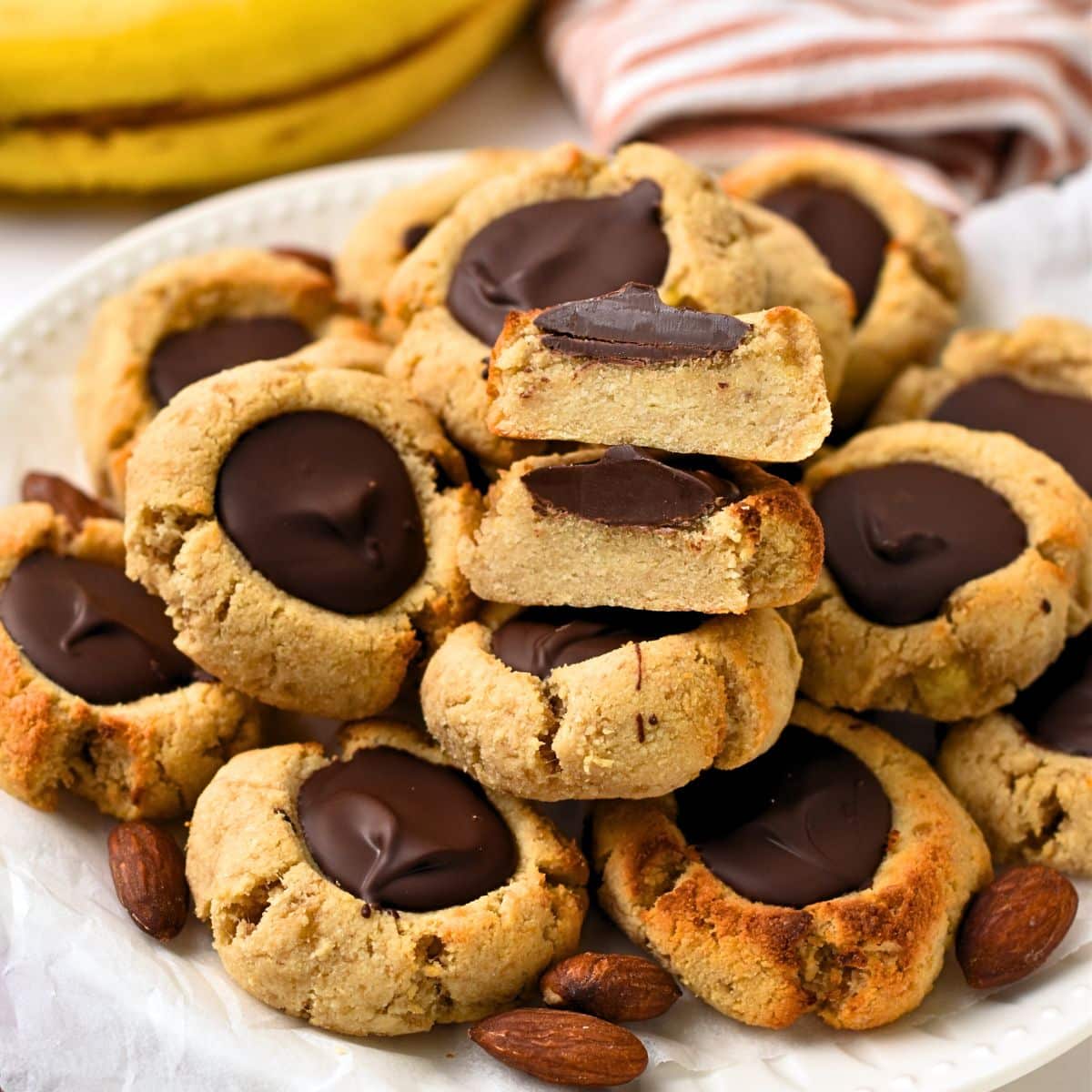 Banana Almond Thumbprint Cookies