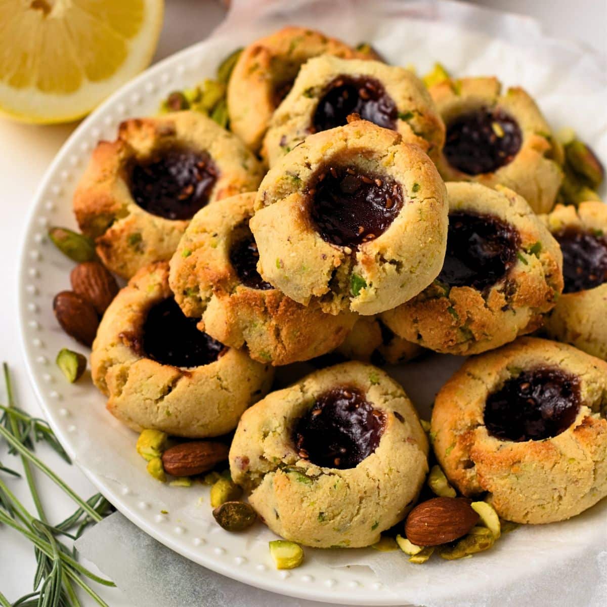Pistachio Lemon Thumbprint Cookies